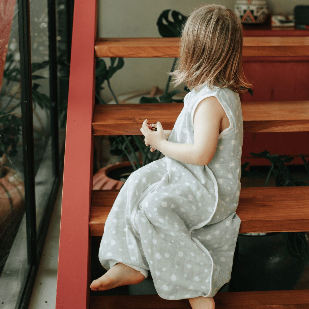 Musselin Schlafsack mit Füßen 0.5 TOG | Punkte Mint