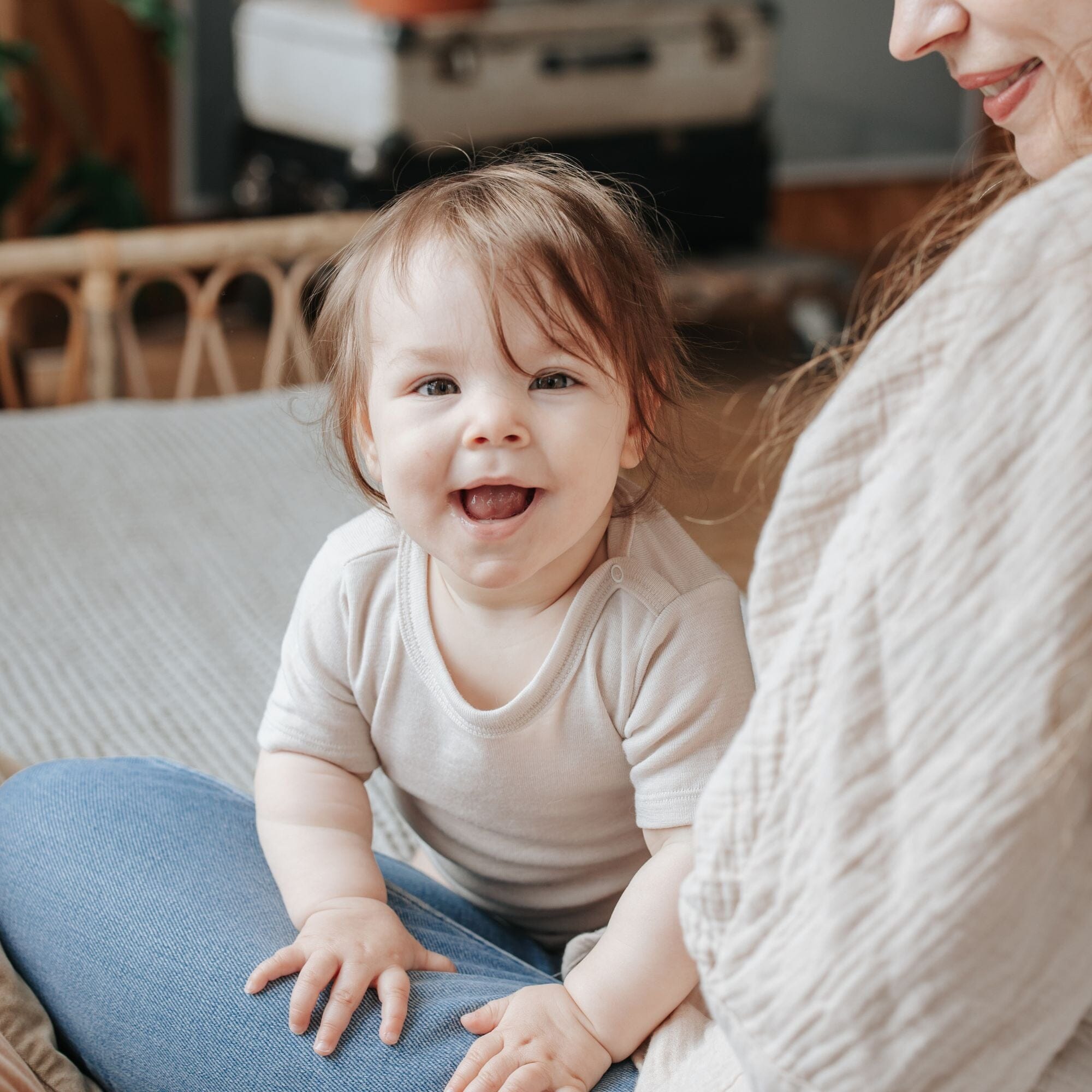 Wolle-Seide Kurzarm-Body | Essential Beige