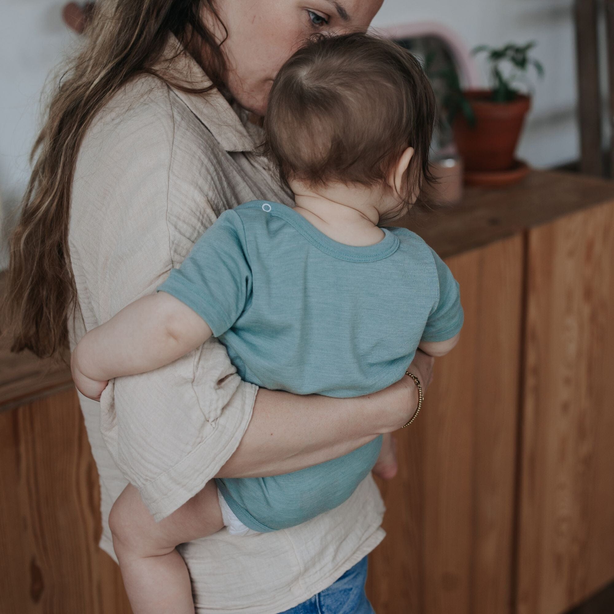 Wolle-Seide Kurzarm-Body | Essential Mint