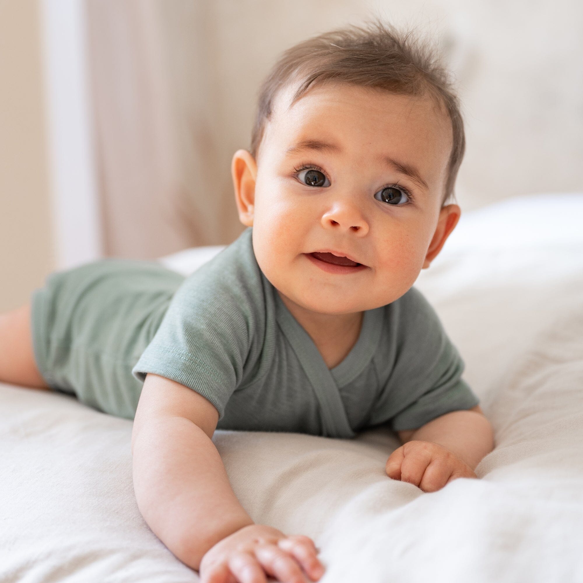 Wolle-Seide Kurzarm-Wickelbody | Essential Mint