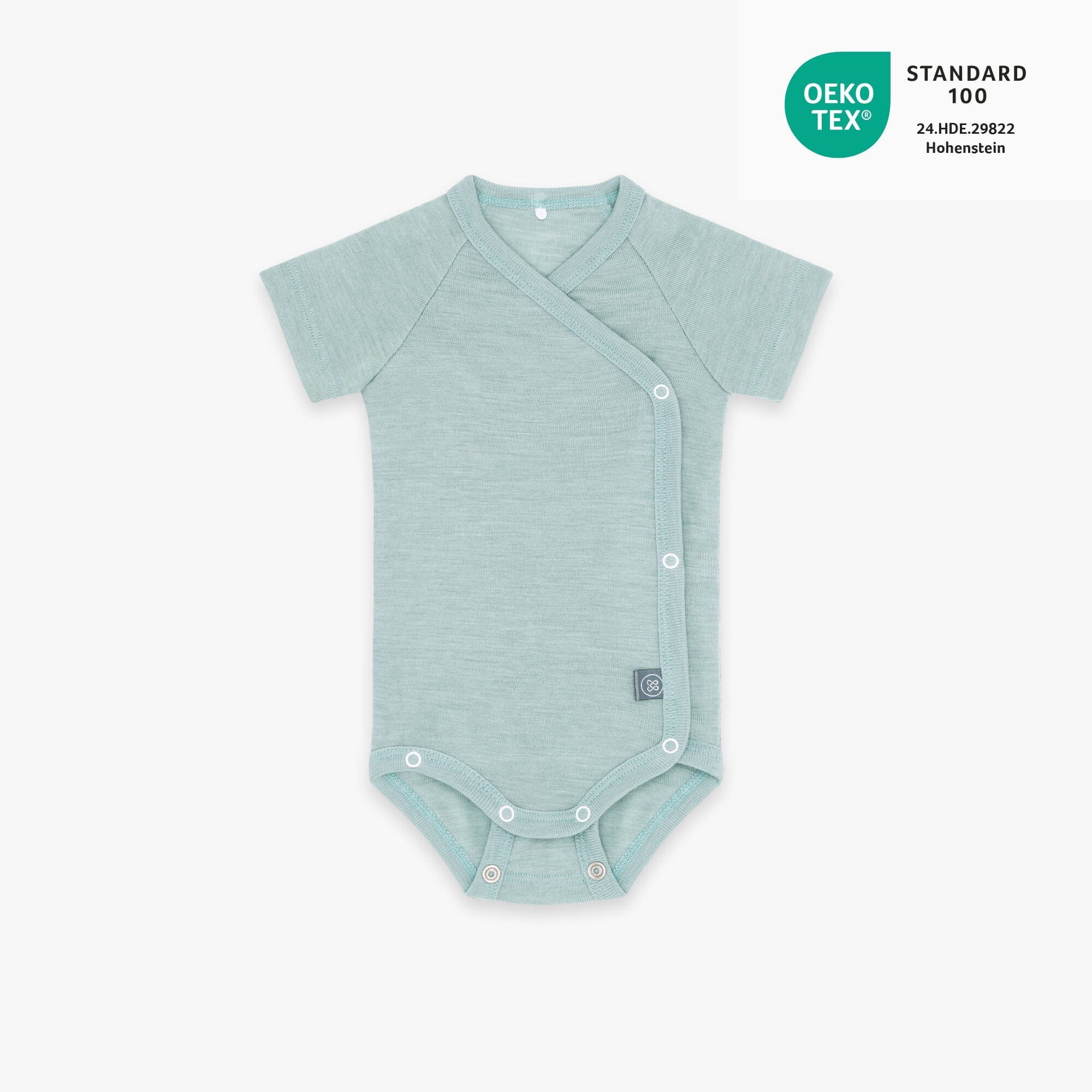 Wolle-Seide Kurzarm-Wickelbody | Essential Mint