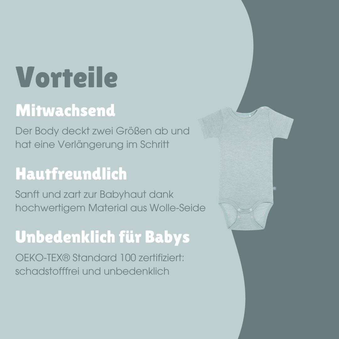 Wolle-Seide Kurzarm-Body | Essential Mint