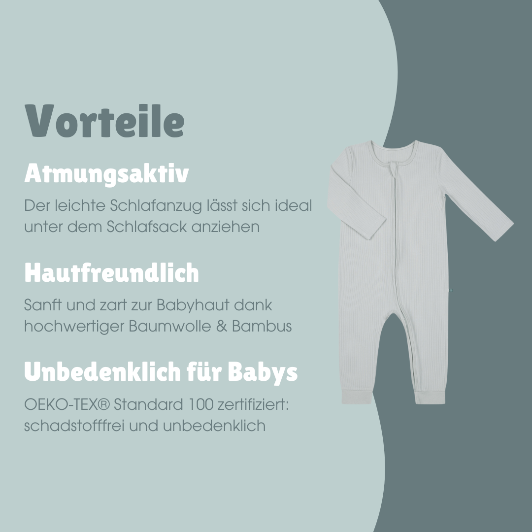 Schlafanzug mit Bündchen | Essential Grau