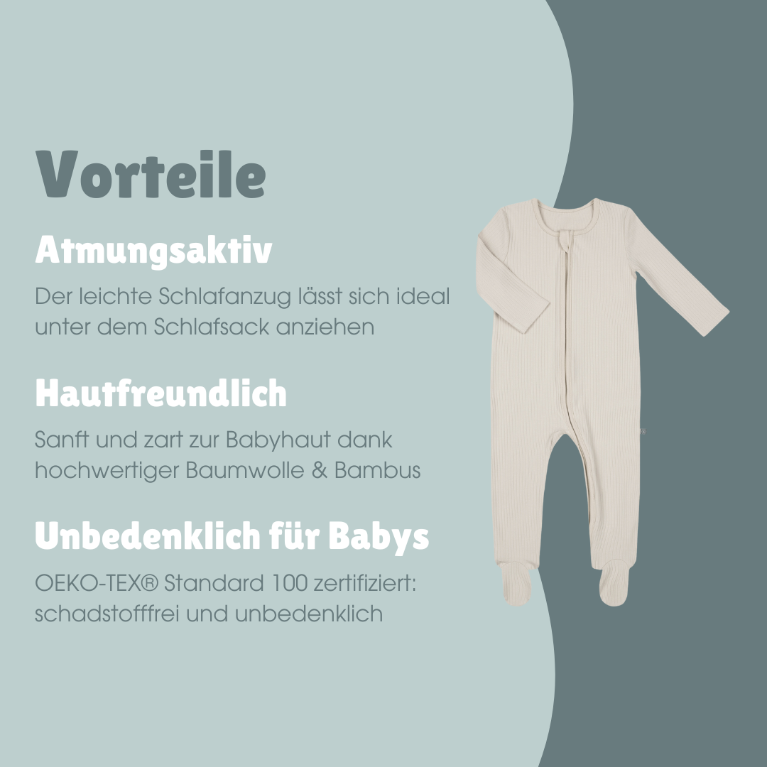 Schlafanzug mit Füßen | Essential Beige
