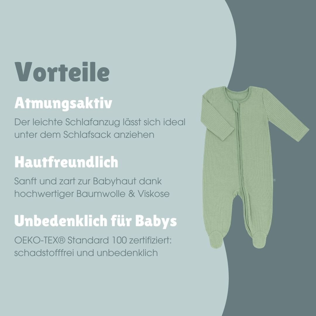 Schlafanzug mit Füßen | Essential Grün