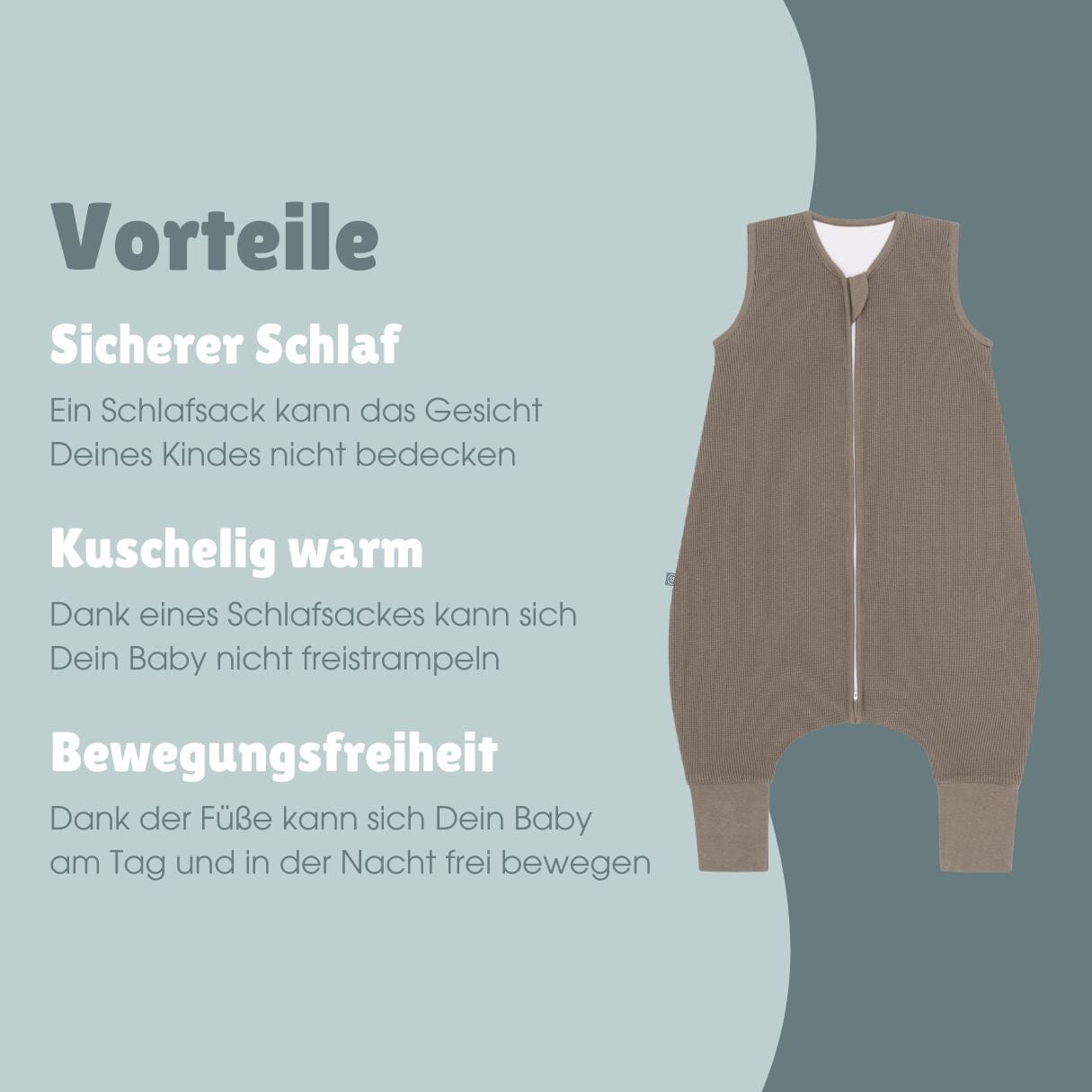 Schlafsack mit Füßen 1.0 TOG | Essential Taupe