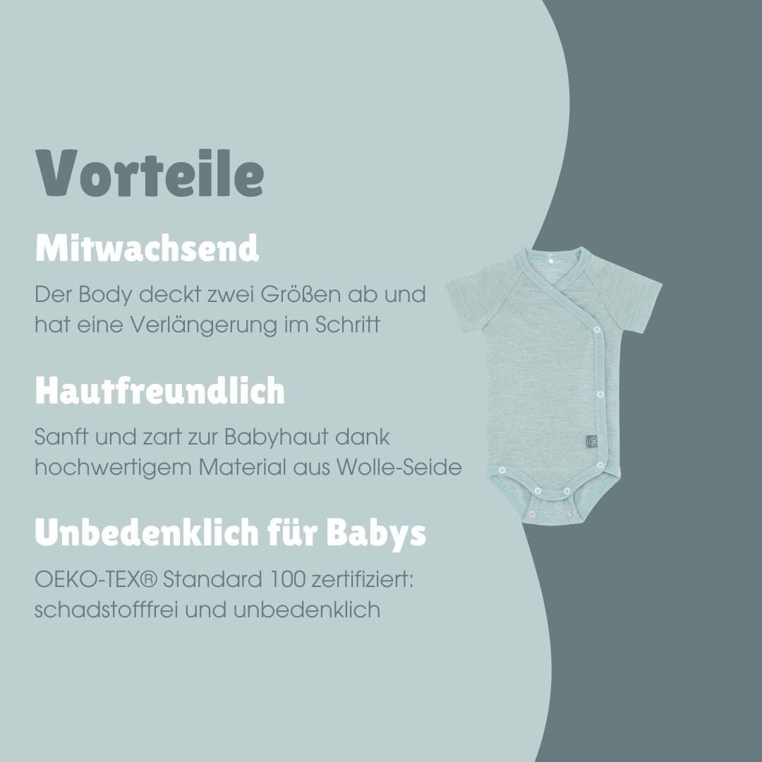 Wolle-Seide Kurzarm-Wickelbody | Essential Mint