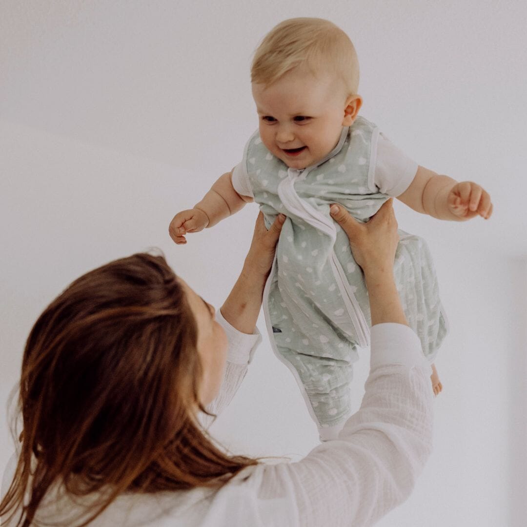 Musselin Schlafsack mit Füßen 0.5 TOG | Punkte Mint