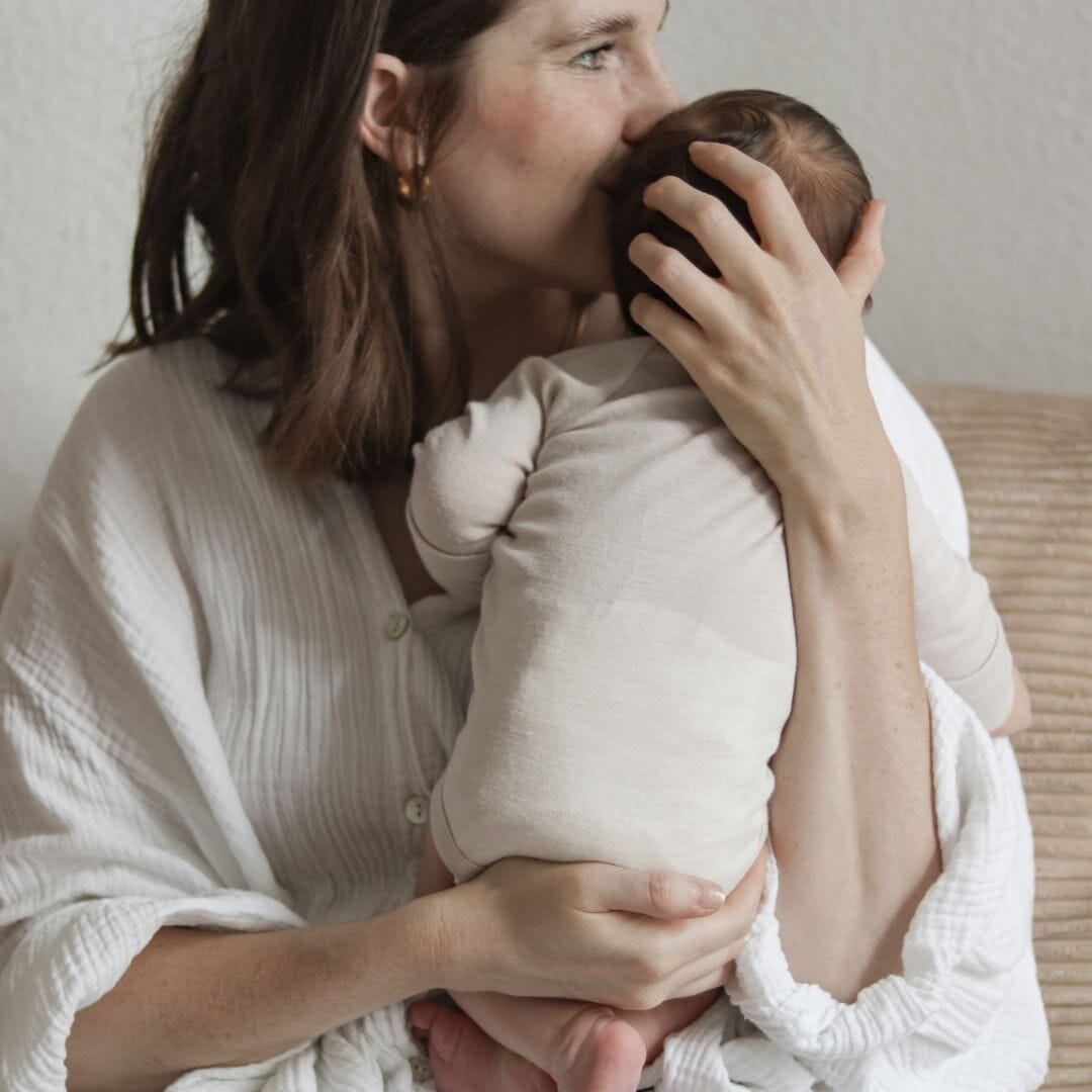 Wolle-Seide Langarm-Wickelbody | Essential Beige