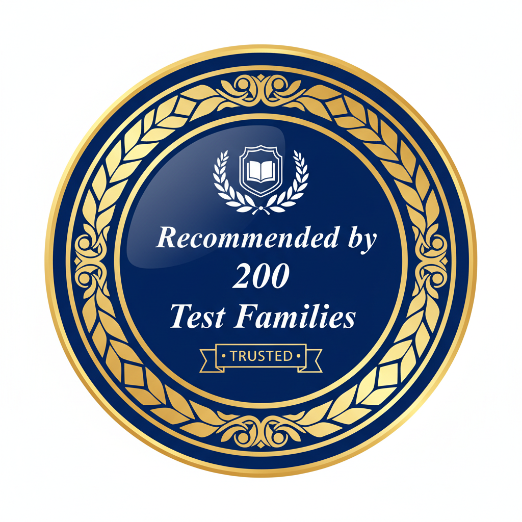 generate a seal. it should only have a seal-like character (i.e., round, with the text: “Recommended by xx test families”).