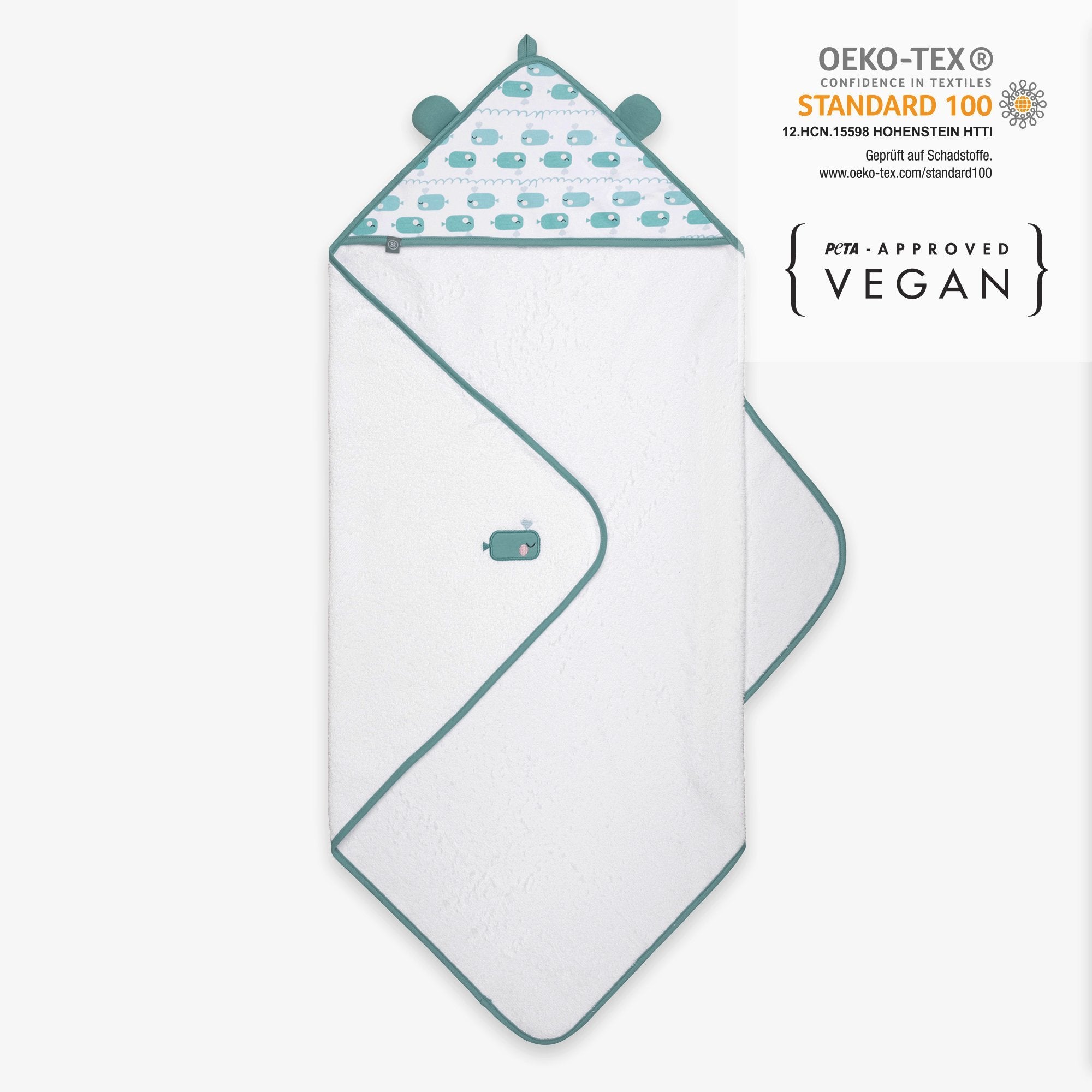 Kapuzenhandtuch Baby Wal Design Zertifikate