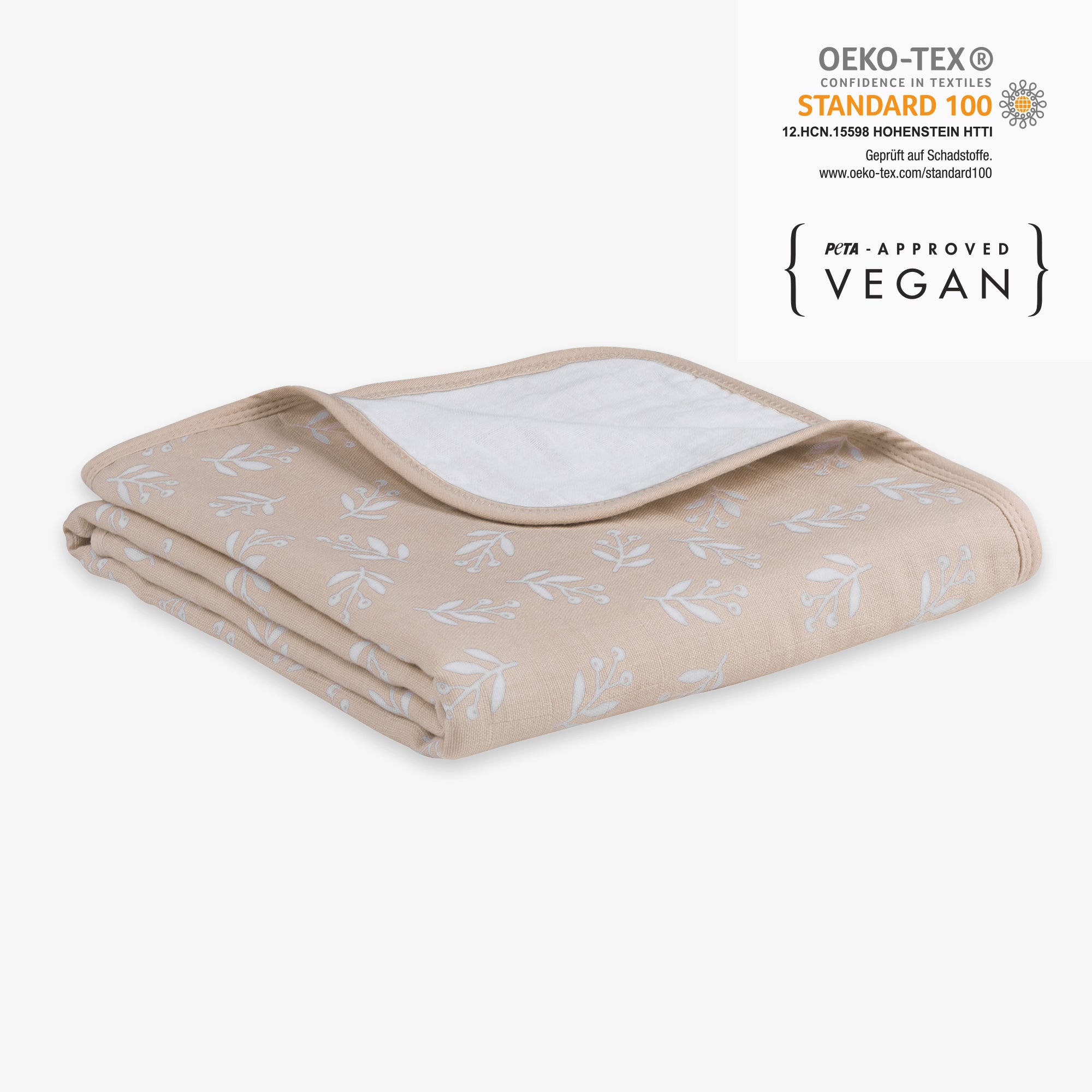 Kuscheldecke Floral Sand mit Zertifikaten