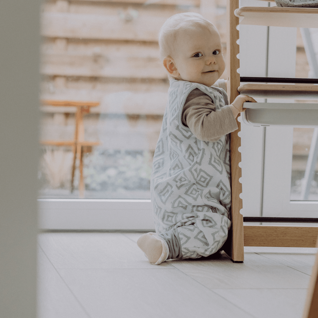 Schlafsack mit Füßen 1.0 TOG | Rauten Grau