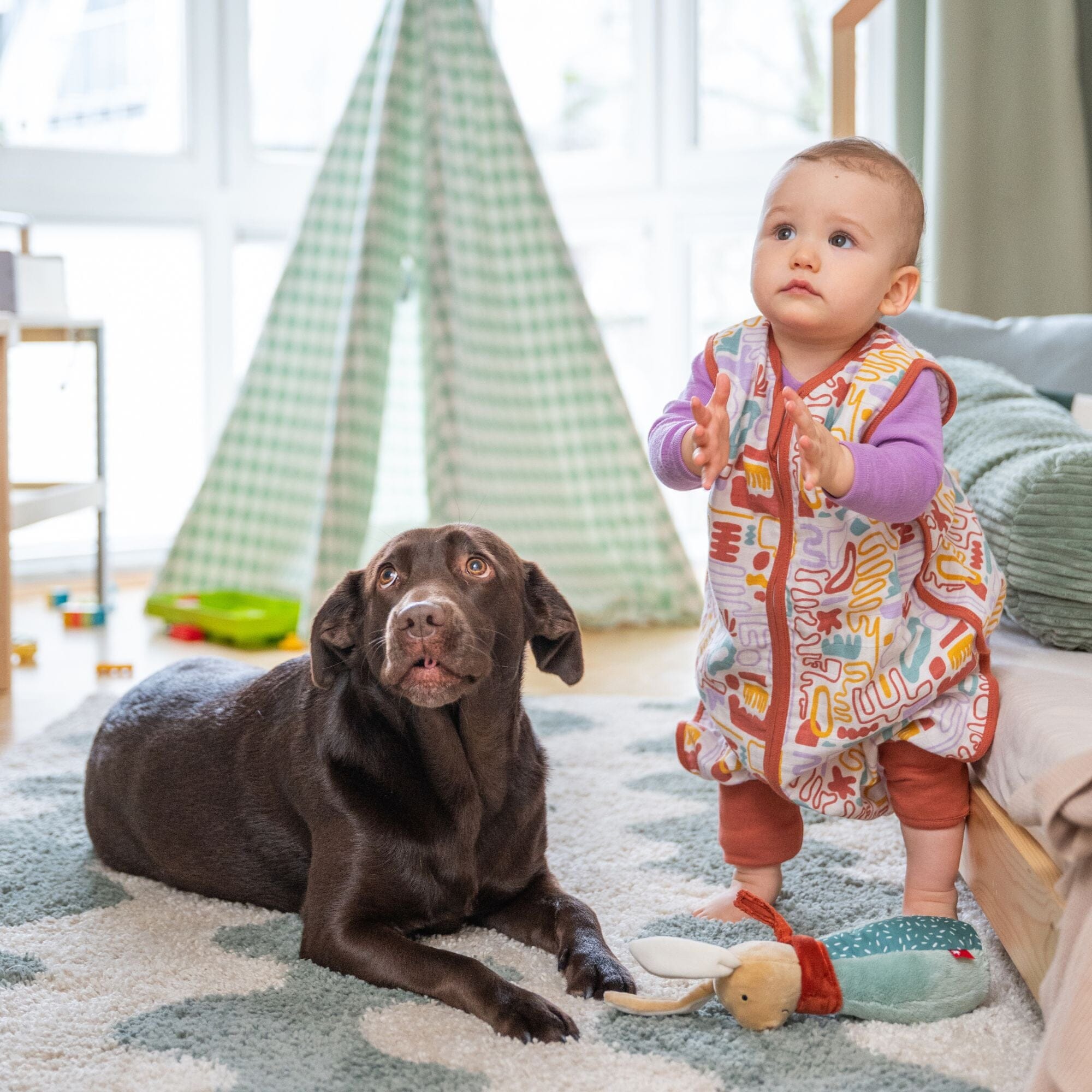 Musselin Schlafsack mit Füßen 0.5 TOG | Bunte Formen