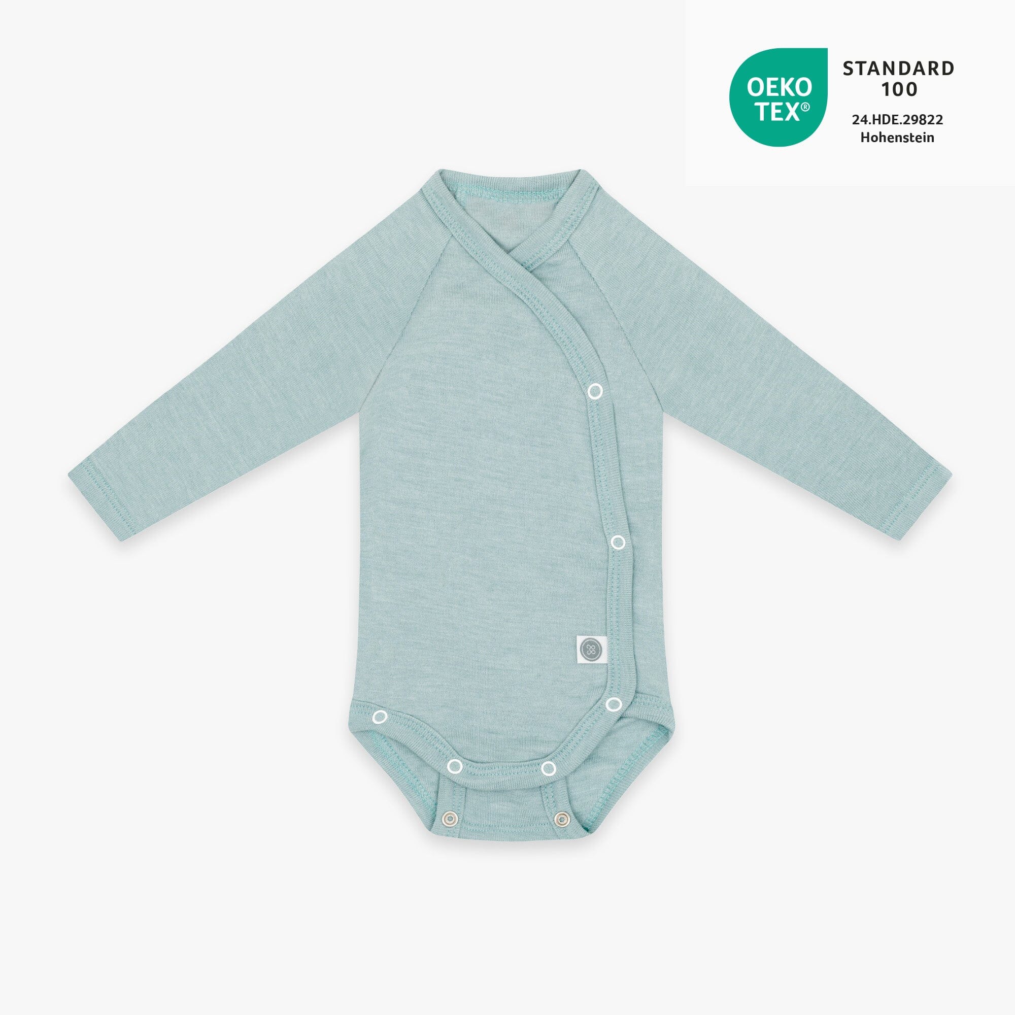 Merinowolle Langarm-Wickelbody | Essential Mint