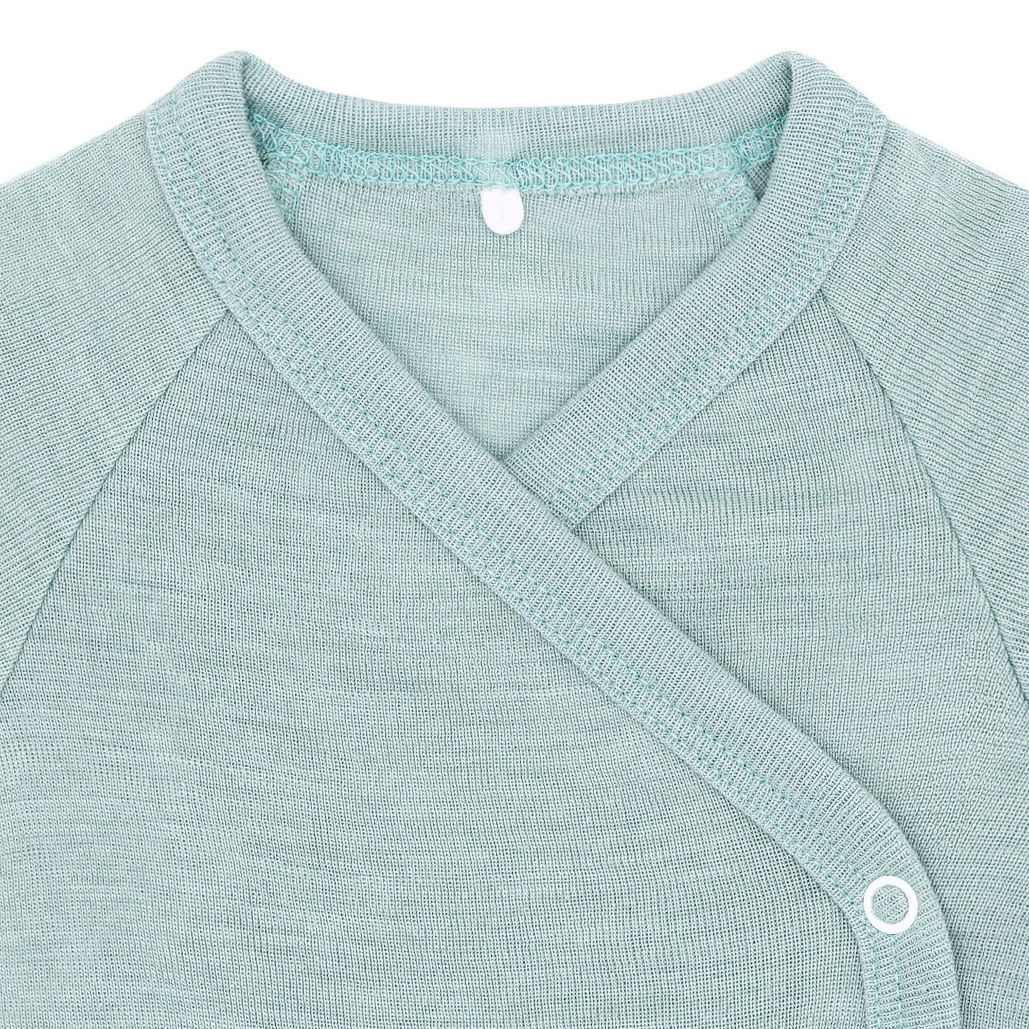 Wolle-Seide Kurzarm-Wickelbody | Essential Mint