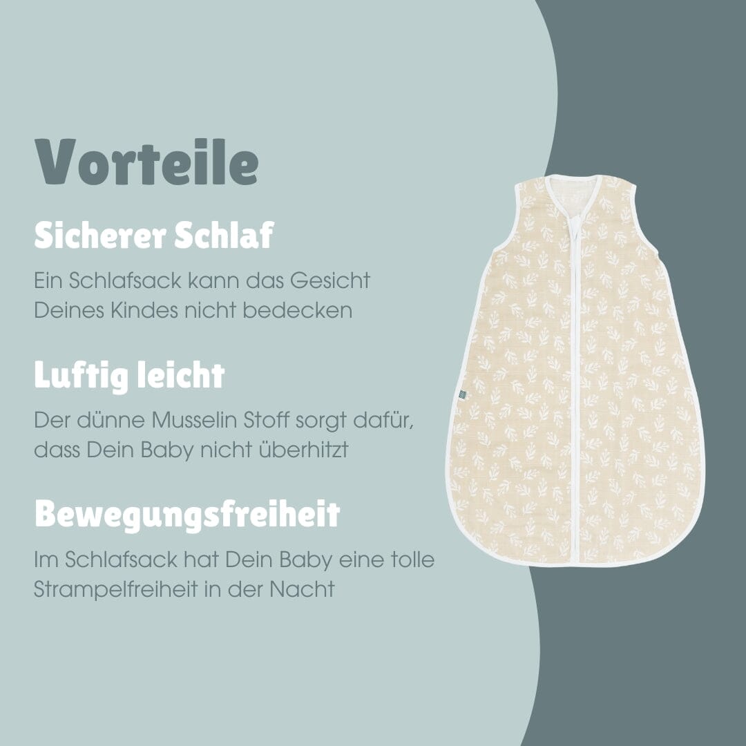 Musselin Schlafsack 0.5 TOG | Floral Sand