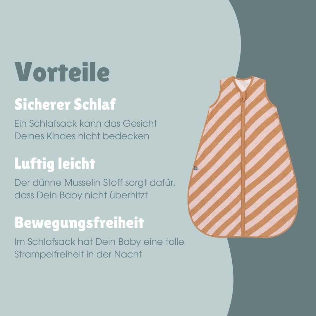 Musselin Schlafsack 0.5 TOG | Streifen Rosa