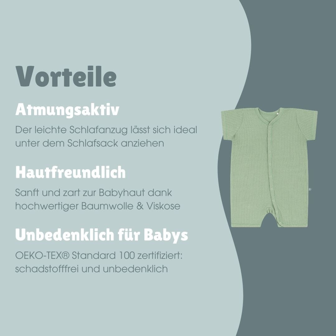 Schlafanzug kurz 1-teilig | Essential Grün