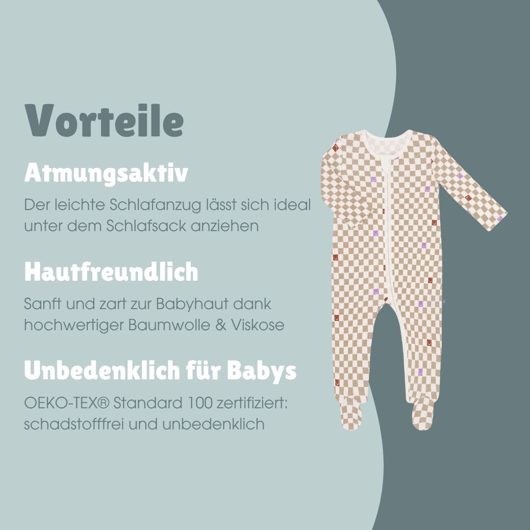 Schlafanzug mit Füßen | Check Smile