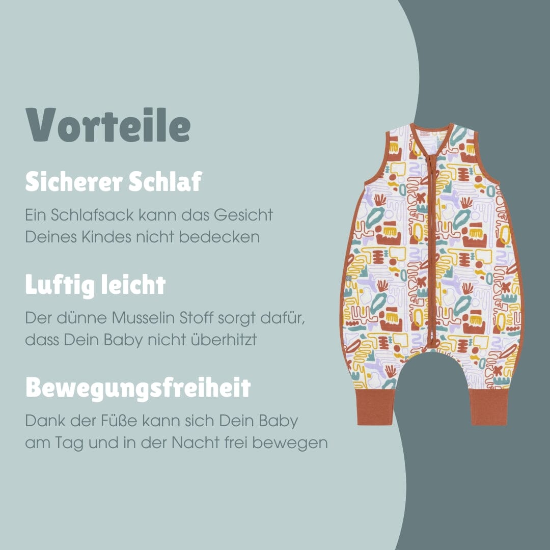 schlafsack dünn 110 Baby Schlafsack mit Füßen 0.5 TOG