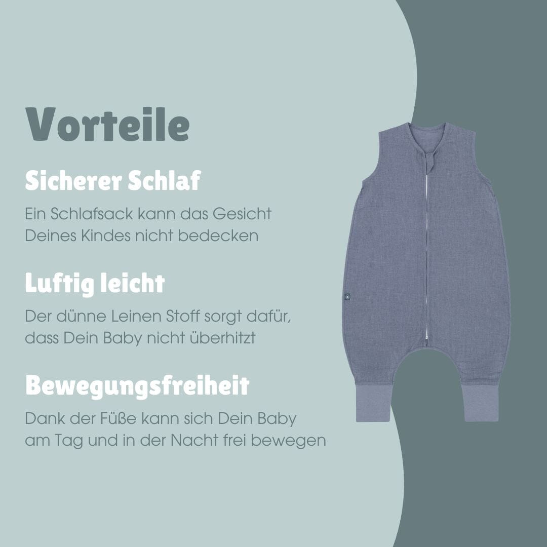 Leinen Schlafsack mit Füßen 0.5 TOG | Essential Blau