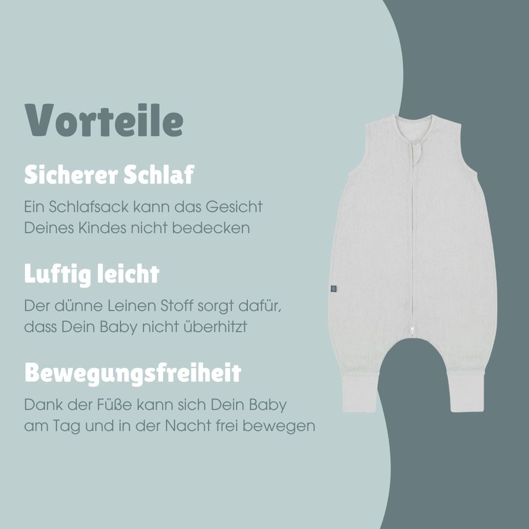 Leinen Schlafsack mit Füßen 0.5 TOG | Essential Grau