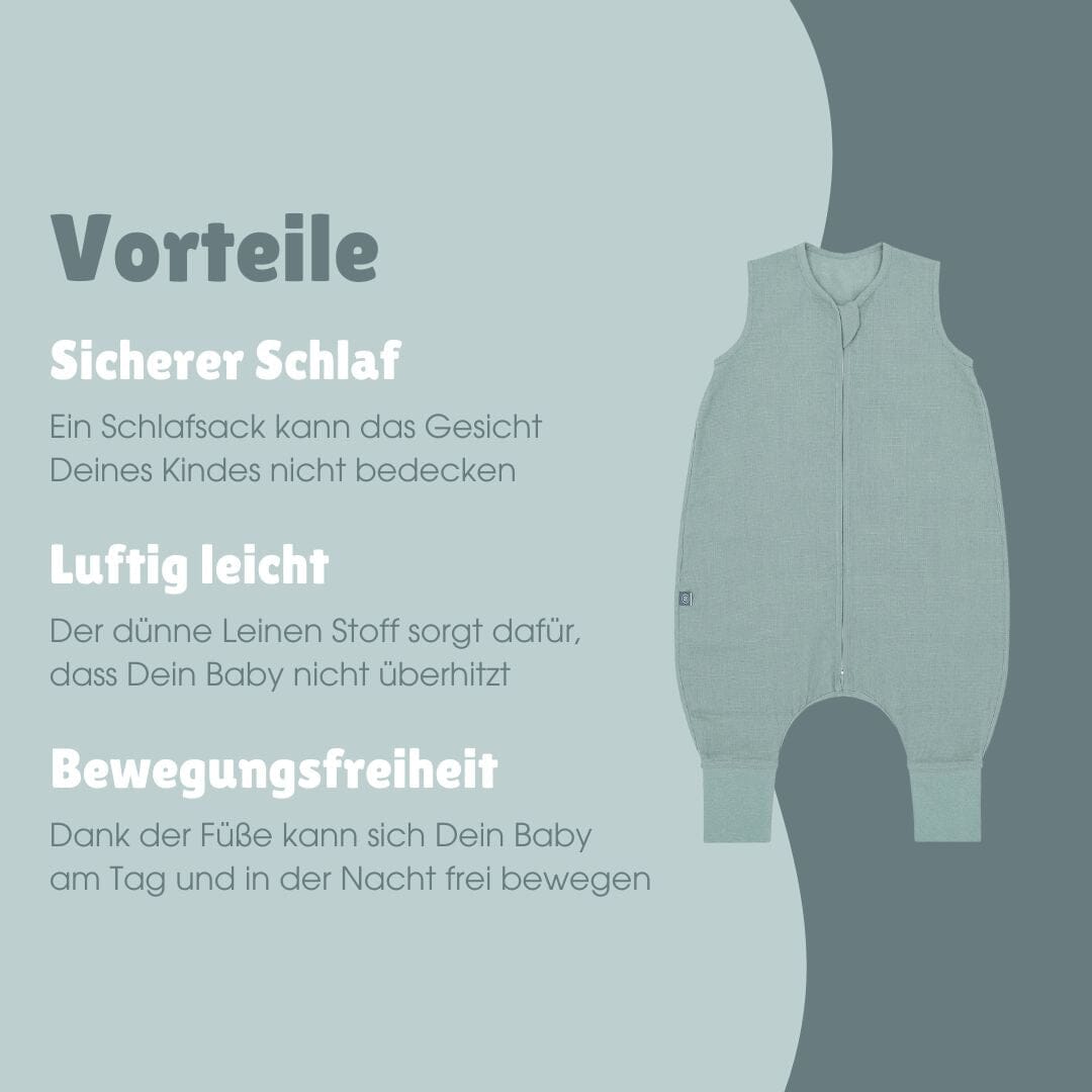 bis wann schlafsack Baby Schlafsack mit Füßen aus Bio-Leinen 0.5 TOG