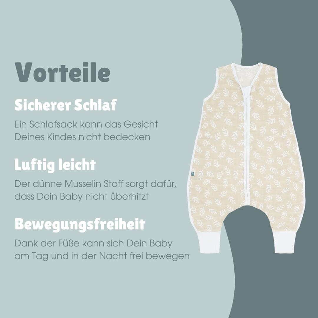 schlafsack dünn leicht Baby Schlafsack mit Füßen 0.5 TOG