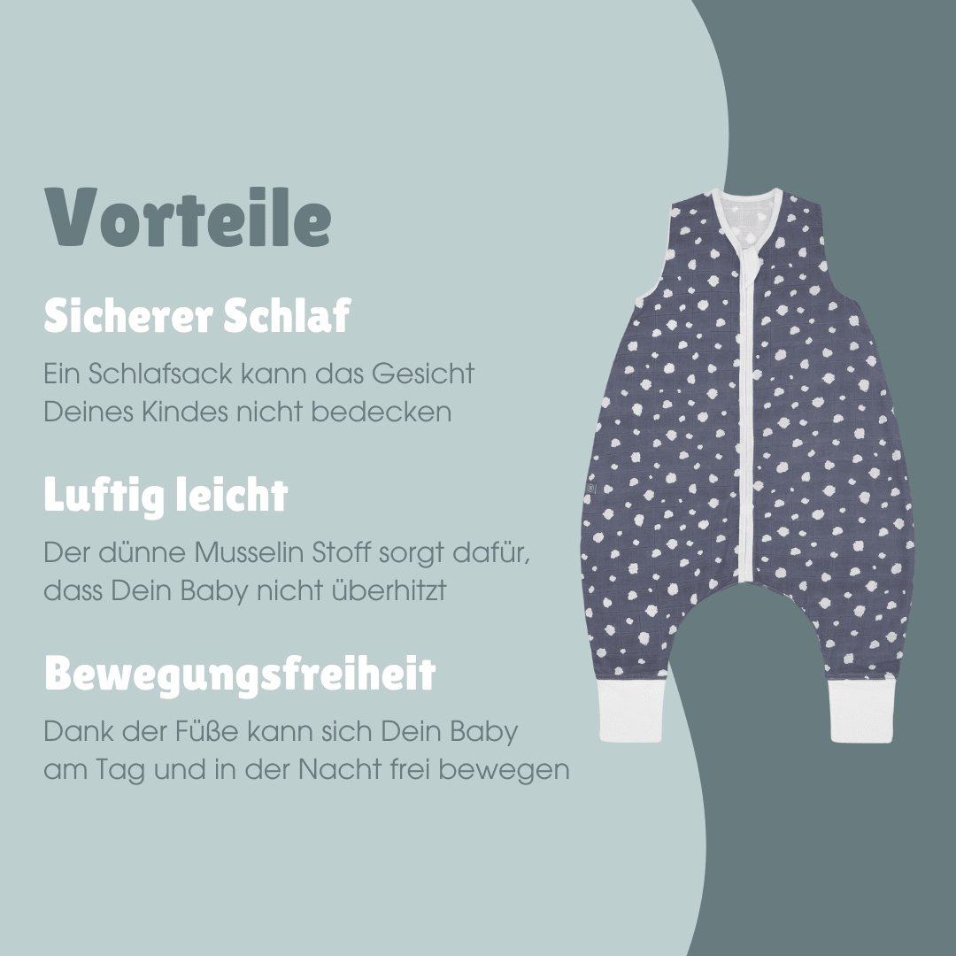 alvi schlafsack bunte punkte Baby Schlafsack mit Füßen 0.5 TOG
