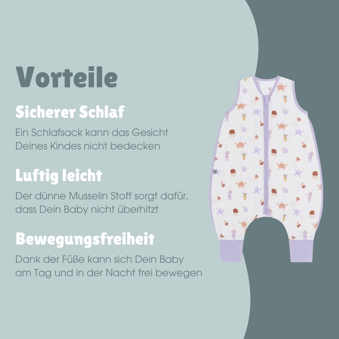 babyone musselin schlafsack Baby Schlafsack mit Füßen 0.5 TOG
