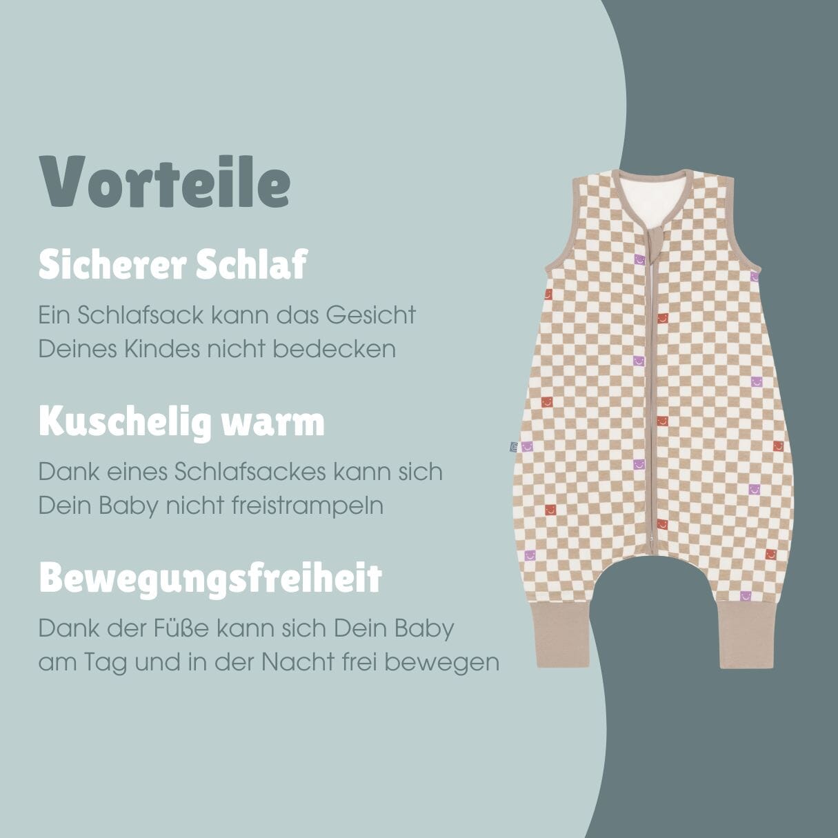Schlafsack mit Füßen 1.0 TOG | Check Smile