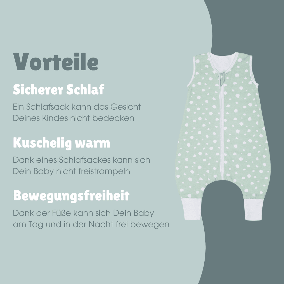 Schlafsack mit Füßen 1.0 TOG | Punkte Mint