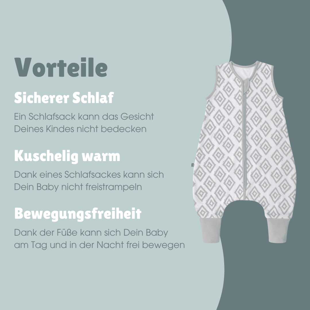 Schlafsack mit Füßen 1.0 TOG | Rauten Grau