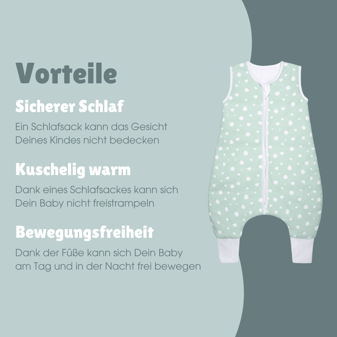 Schlafsack mit Füßen 2.5 TOG | Punkte Mint