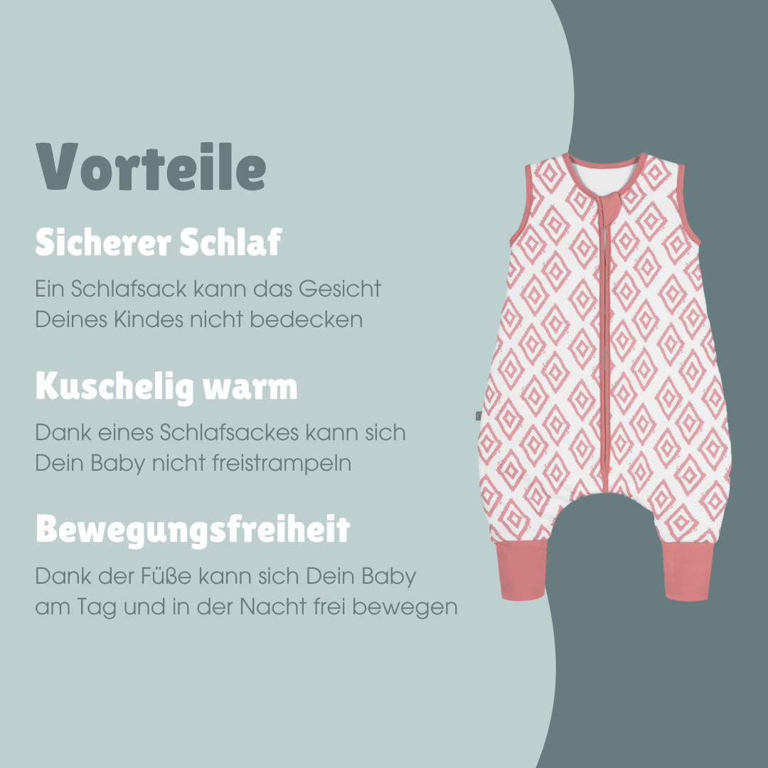 Schlafsack mit Füßen 2.5 TOG | Rauten Rosa