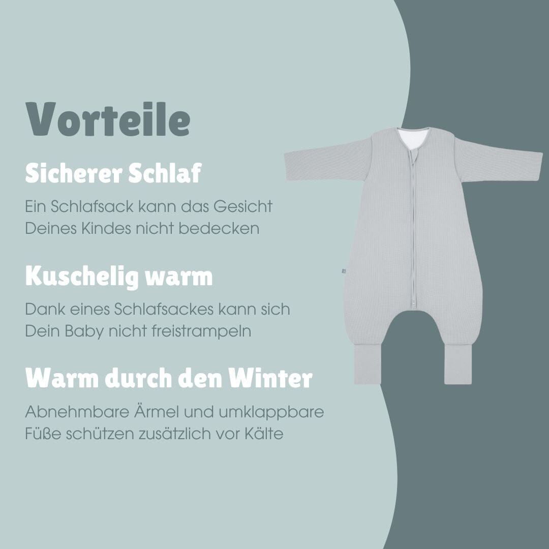 Schlafsack mit Umschlag-Fuß und Ärmel 3.5 TOG | Essential Grau