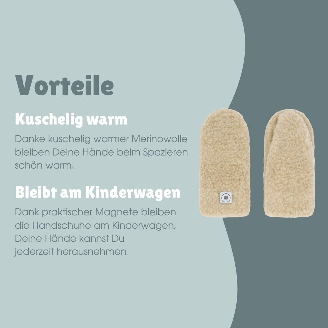 Kinderwagenhandschuhe aus Merinowolle | Essential Beige