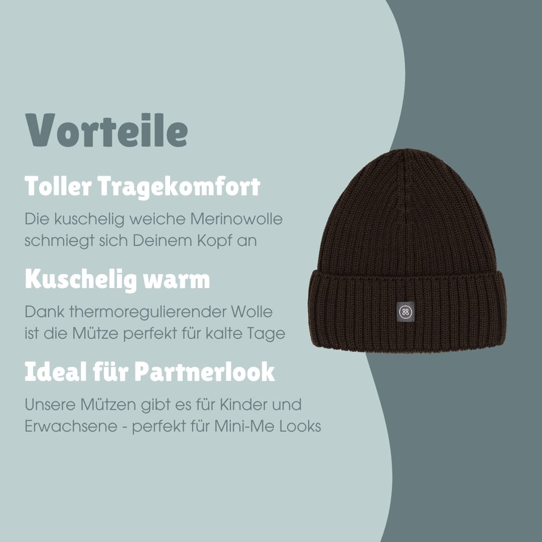 Merino Wollmütze Erwachsene | Essential Chocolate