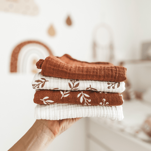 Spucktücher 4er Set | Floral Mocca