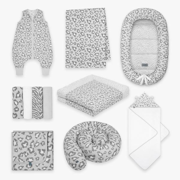 Erstausstattung Bundle | Schlafsack mit Füßen 0.5 TOG | Leo Grau