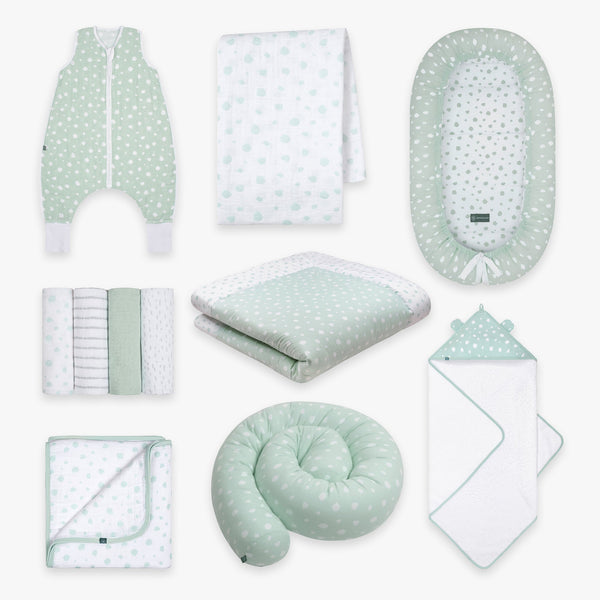 Erstausstattung Bundle | Schlafsack mit Füßen 0.5 TOG | Punkte Mint