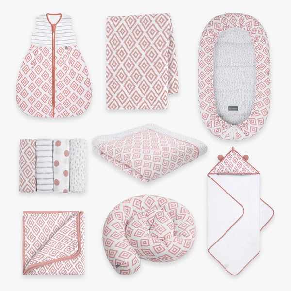 Erstausstattung Bundle | Schlafsack 1.0 TOG | Rauten Rosa