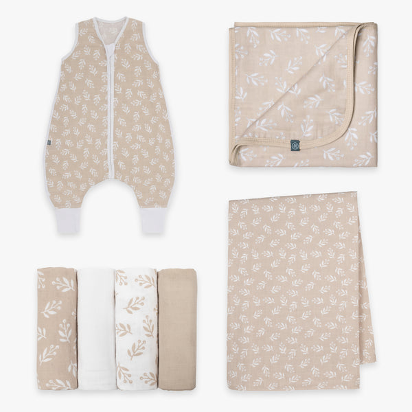 Willkommens Bundle  | Schlafsack mit Füßen 0.5 TOG  | Floral Sand