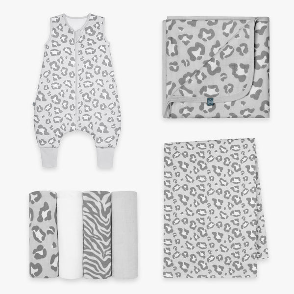 Willkommens Bundle | Schlafsack mit Füßen 2.5 TOG | Leo Grau