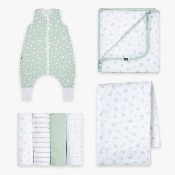 Willkommens Bundle  | Schlafsack mit Füßen 0.5 TOG  | Punkte Mint