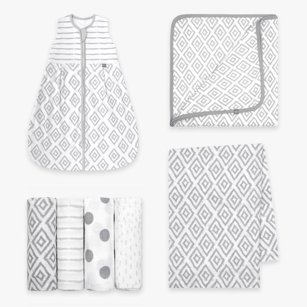 Willkommens Bundle | Schlafsack 1.0 TOG | Rauten Grau
