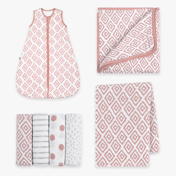 Willkommens Bundle | Schlafsack 2.5 TOG | Rauten Rosa