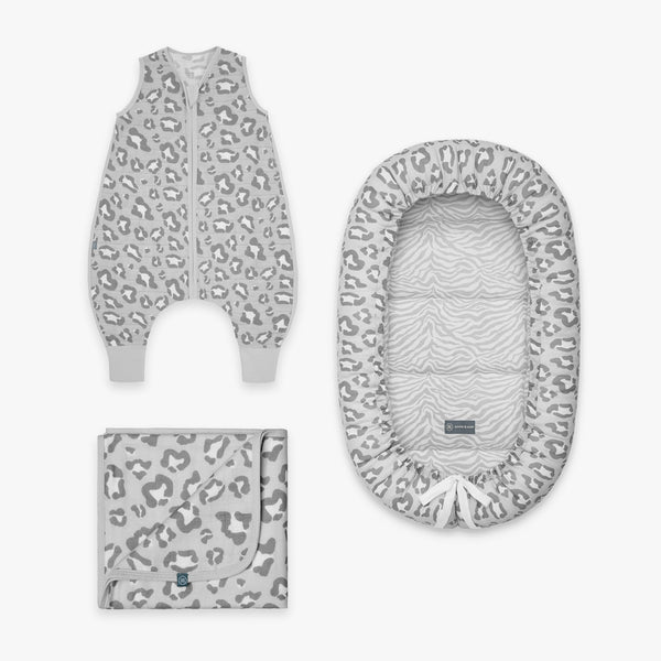 Kuschel Bundle | Schlafsack mit Füßen 0.5 TOG | Leo Grau