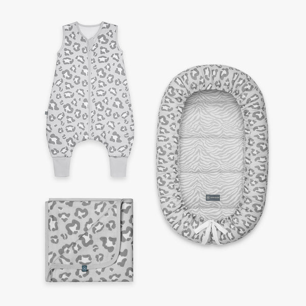 Kuschel Bundle | Schlafsack mit Füßen 1.0 TOG | Leo Grau